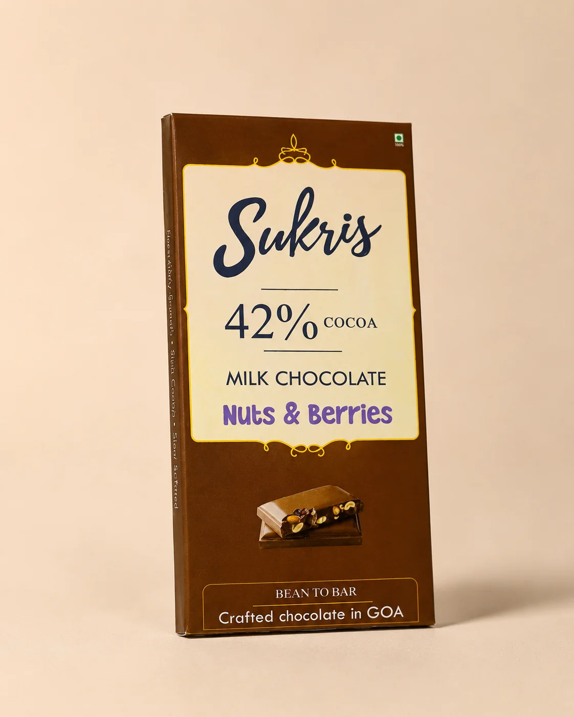 42% Milk Nuts & Berry Chocolate bar by Sukris Chocolates