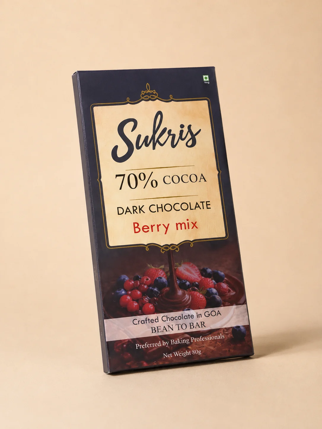 70% Berry Mix Dark Chocolate bar by Sukris Chocolates